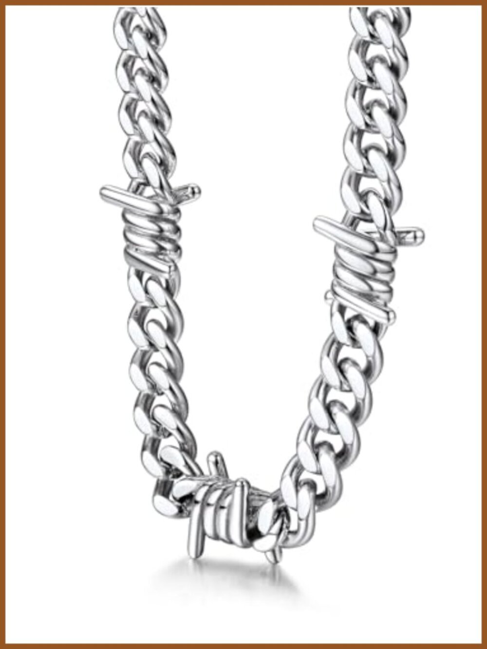 Men's Stainless Steel Barbed Wire Cuban Chain Necklace Hip Hop Punk